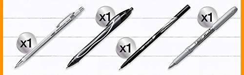 BIC Silver Set Scrittura, 1 Agenda, 2 Penne a Sfera e 1 a Gel, 1 Matita in Grafite HB, 1 Fineliner Intensity, 1 Pennarello Indelebile, 1 Portamine