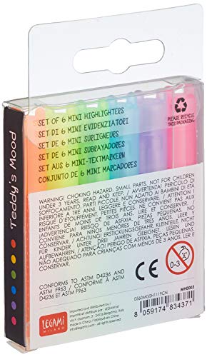 Legami - Set di 6 mini evidenziatori Teddy's Mood, 6 pezzi (1 confezione)