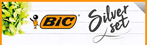 BIC Silver Set Scrittura, 1 Agenda, 2 Penne a Sfera e 1 a Gel, 1 Matita in Grafite HB, 1 Fineliner Intensity, 1 Pennarello Indelebile, 1 Portamine