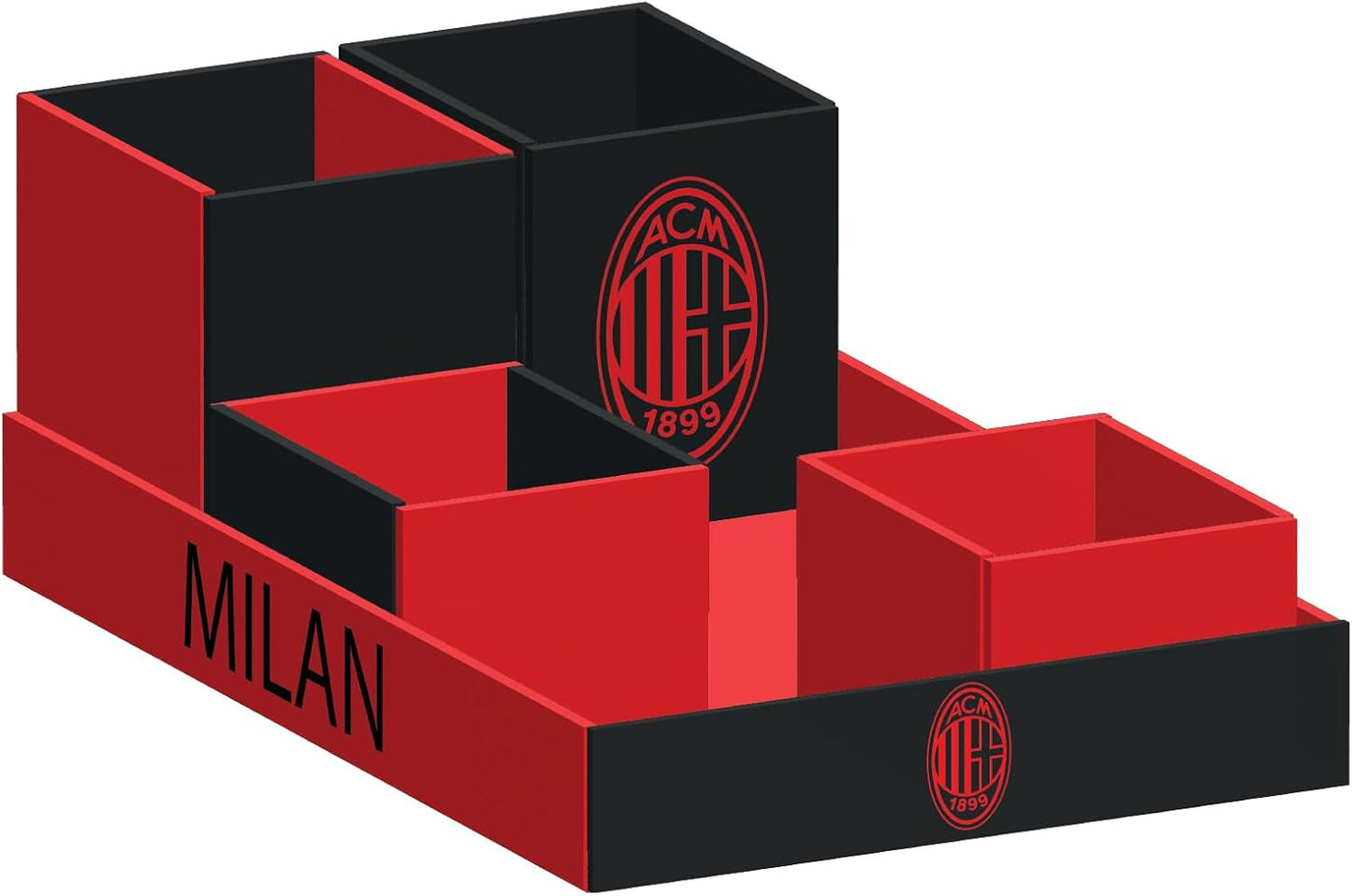 Seven Milan Desk Organizer, Red and Black
