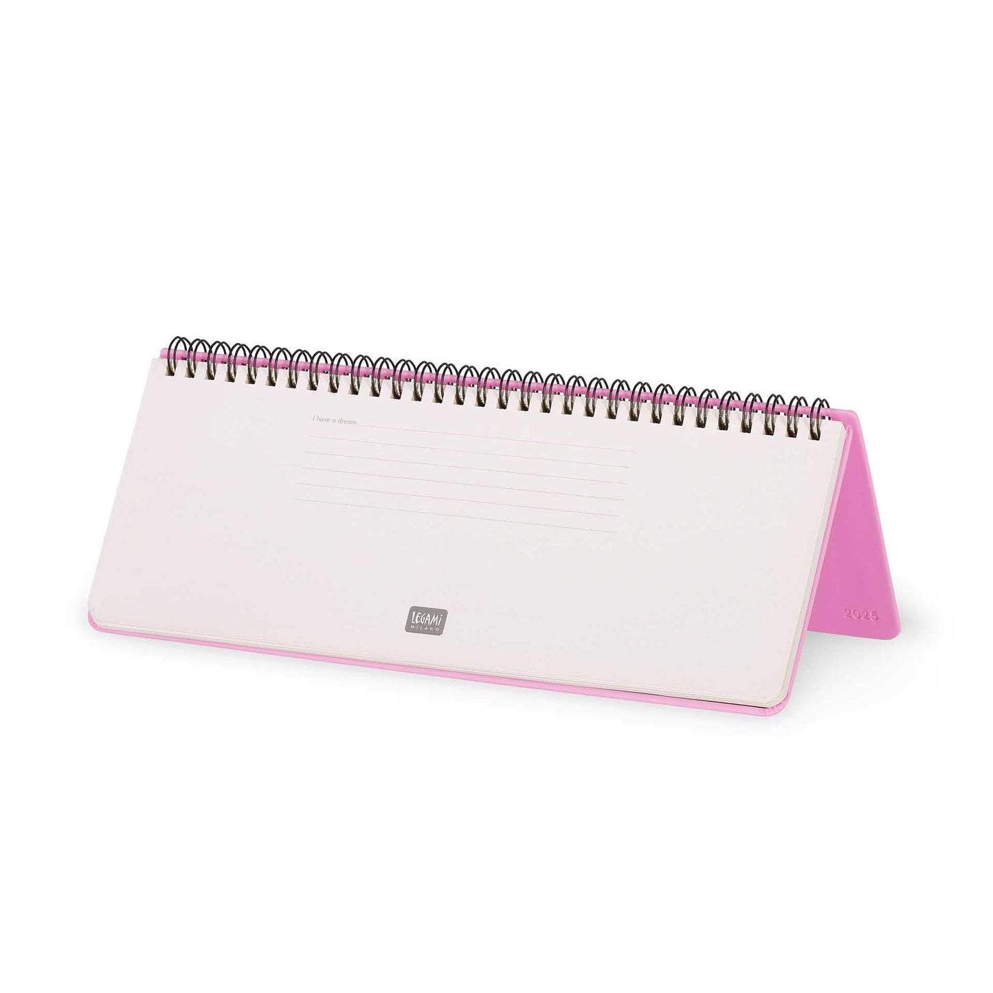 Legami - Planning da Scrivania 13 Mesi - Desk Planner da Gennaio 2025 a Gennaio 2026, Agenda da Tavolo Formato Orizzontale, Spiralata, Una Settimana per Pagina, Rubrica, 27.2 x 10.2, Bubblegum