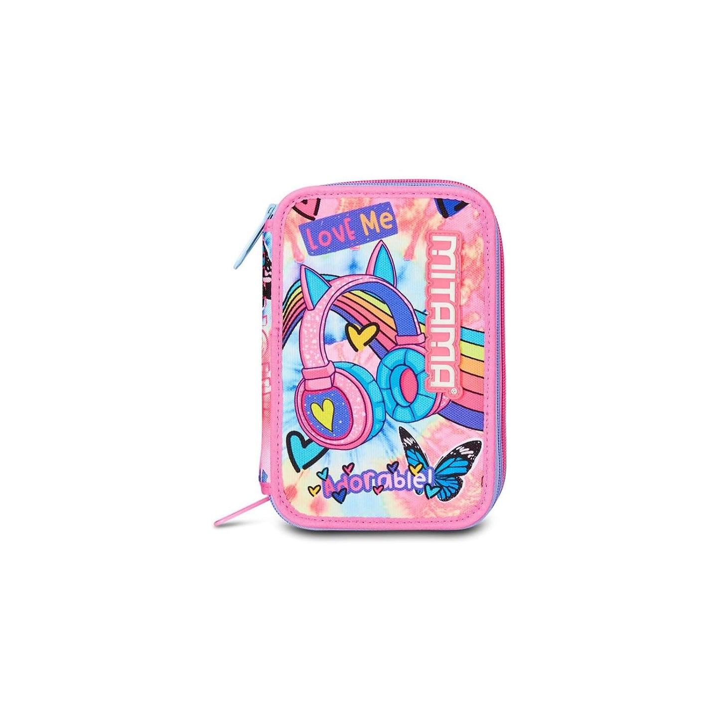 Mitama Astuccio Scuola 3 Scomparti, TRIPLO TIE MUSIC, Contenuto 47 pz, Completo di Matite, Pennarelli, Portapenne Scuola Elementare Bambina, 064522-000