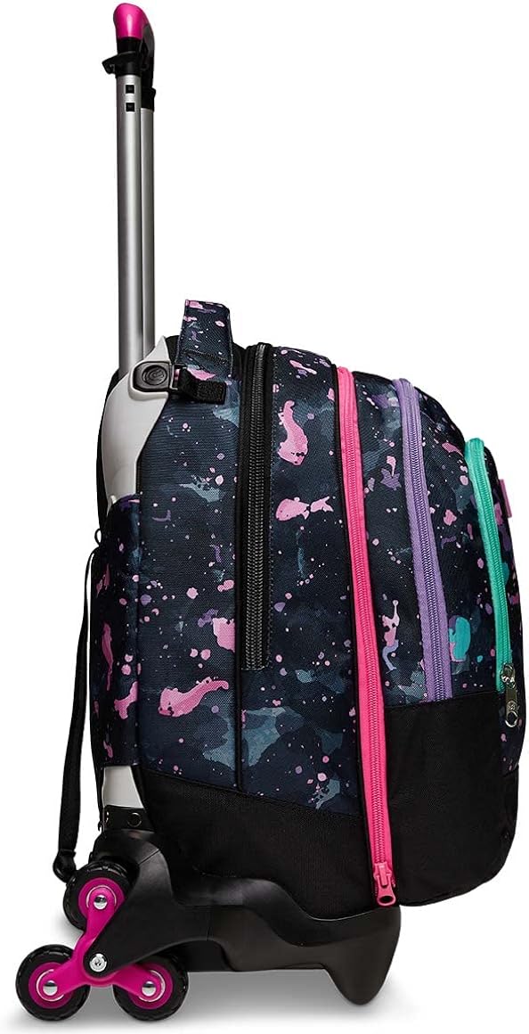 Seven S. p. a. Seven Trolley Scuola Sganciabile Jack 3 Ruote Detach, Viola, FLUO STRING GIRL, Triplo Uso, Zaino con Carrello Sganciabile, Maxi Capienza, Scuola & Tempo Libero, Bambine e Ragazze