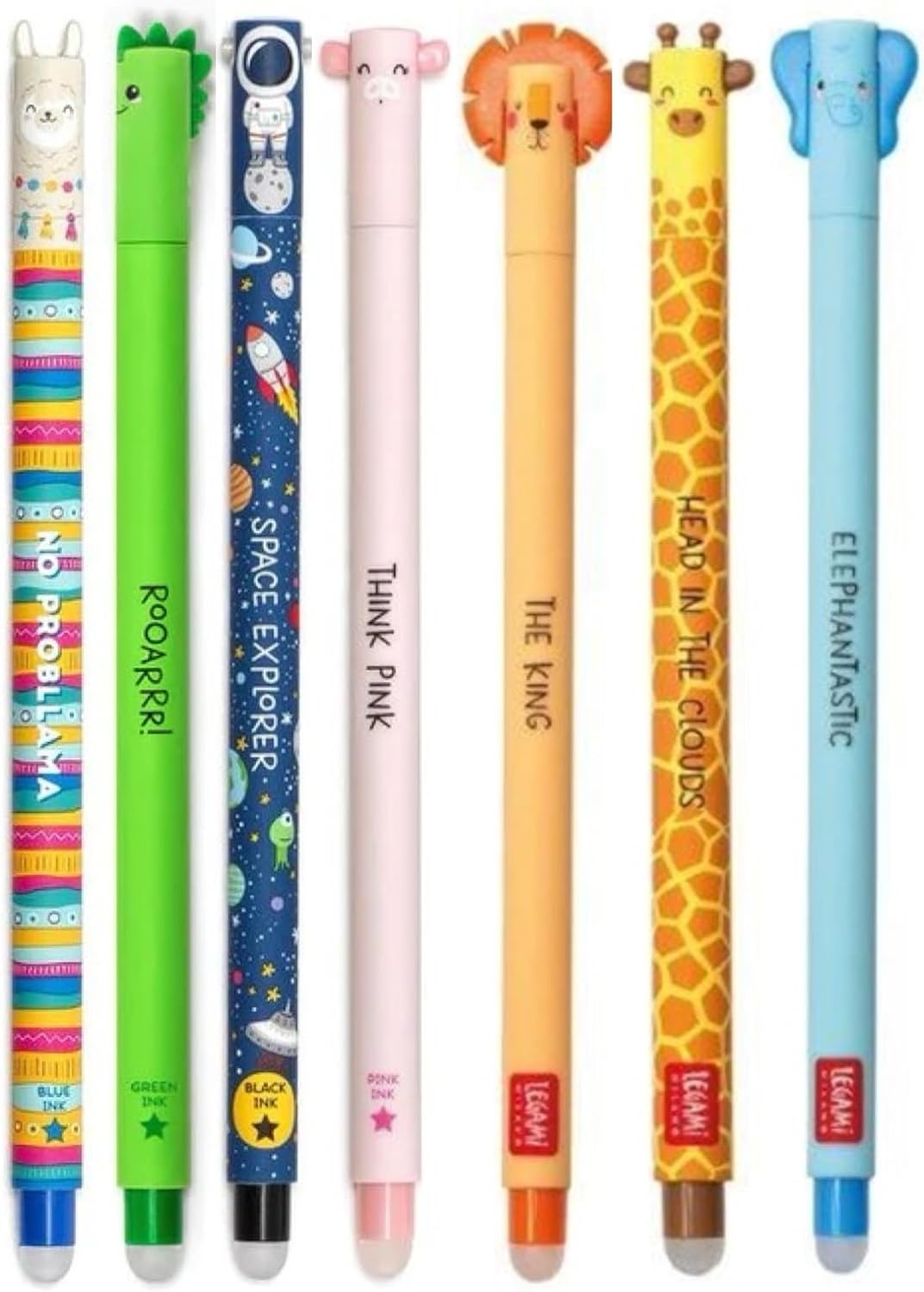 Legami Rub Out Cute Kawaii + 4 penne cancellabili con punta da 0,7 mm, confezione da 7