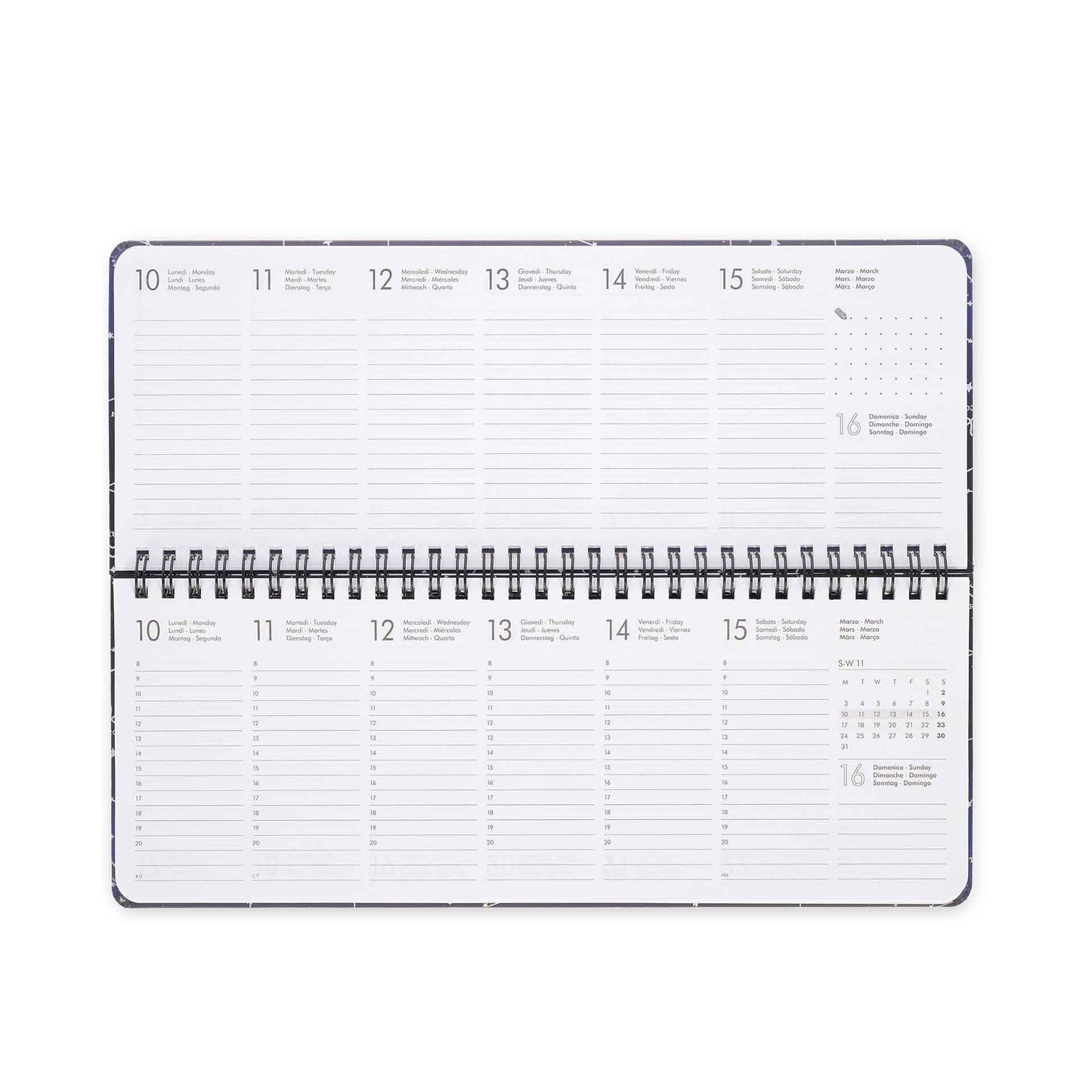 Legami - Planning da Scrivania 13 Mesi - Desk Planner da Gennaio 2025 a Gennaio 2026, Agenda da Tavolo Formato Orizzontale, Spiralata, Una Settimana per Pagina, Rubrica, 27.2 x 10.2, Stars