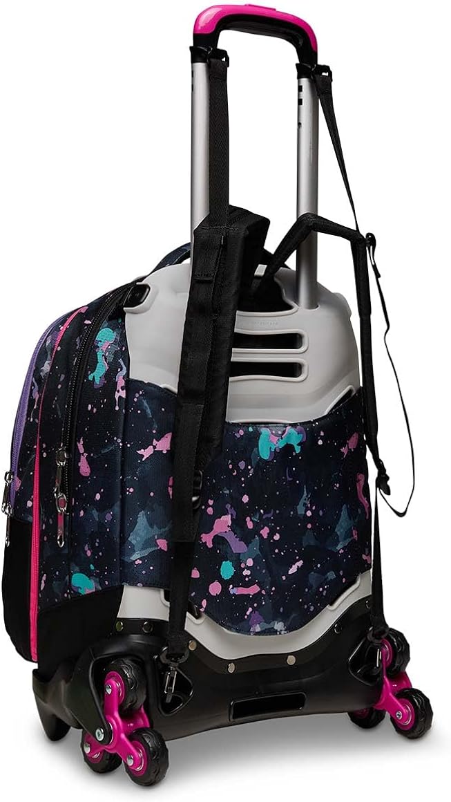 Seven S. p. a. Seven Trolley Scuola Sganciabile Jack 3 Ruote Detach, Viola, FLUO STRING GIRL, Triplo Uso, Zaino con Carrello Sganciabile, Maxi Capienza, Scuola & Tempo Libero, Bambine e Ragazze
