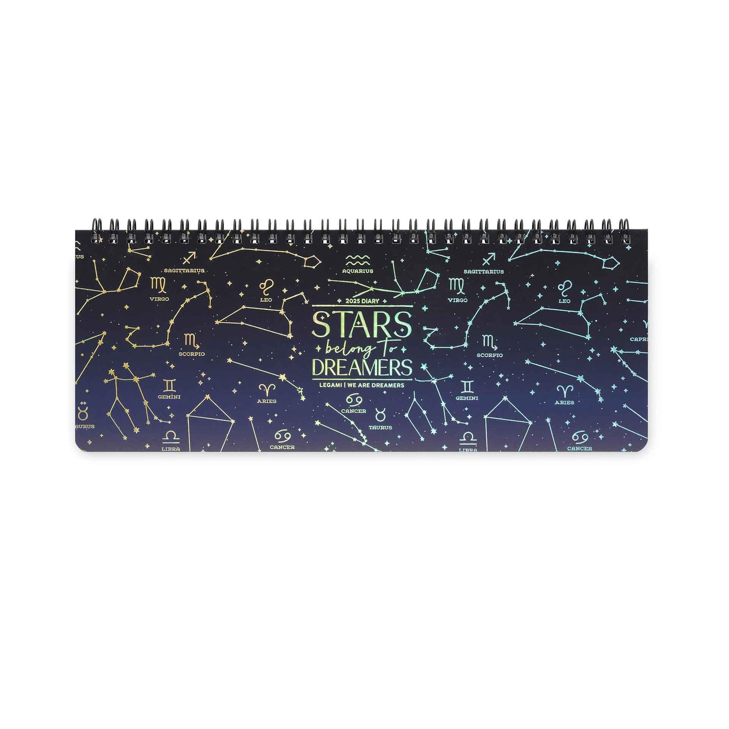 Legami - Planning da Scrivania 13 Mesi - Desk Planner da Gennaio 2025 a Gennaio 2026, Agenda da Tavolo Formato Orizzontale, Spiralata, Una Settimana per Pagina, Rubrica, 27.2 x 10.2, Stars