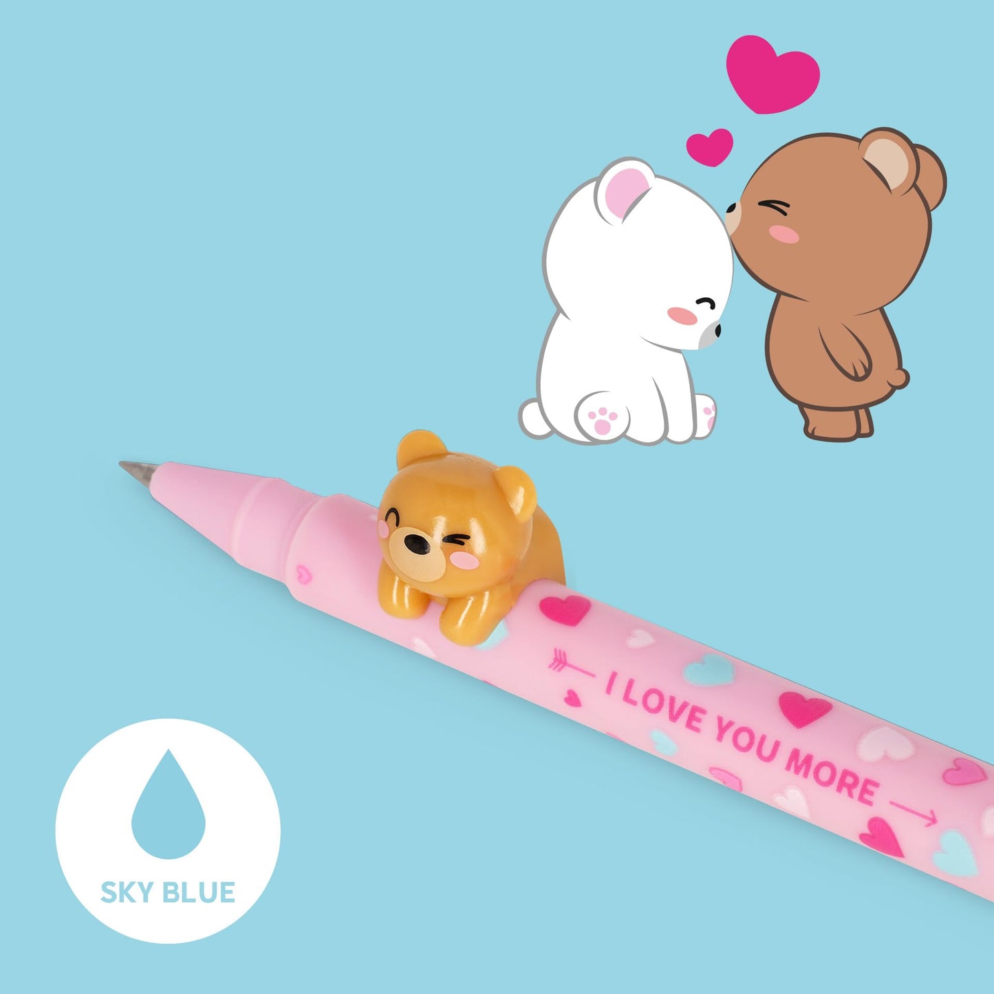 Legami - Set di 2 Penne Gel Lovely Friends, Edizione Limitata, Animaletto Decorativo Rimovibile e Ricombinabile, Evita il Rotolamento, Inchiostro Azzurro e Viola, Punta Fine 0,5 mm