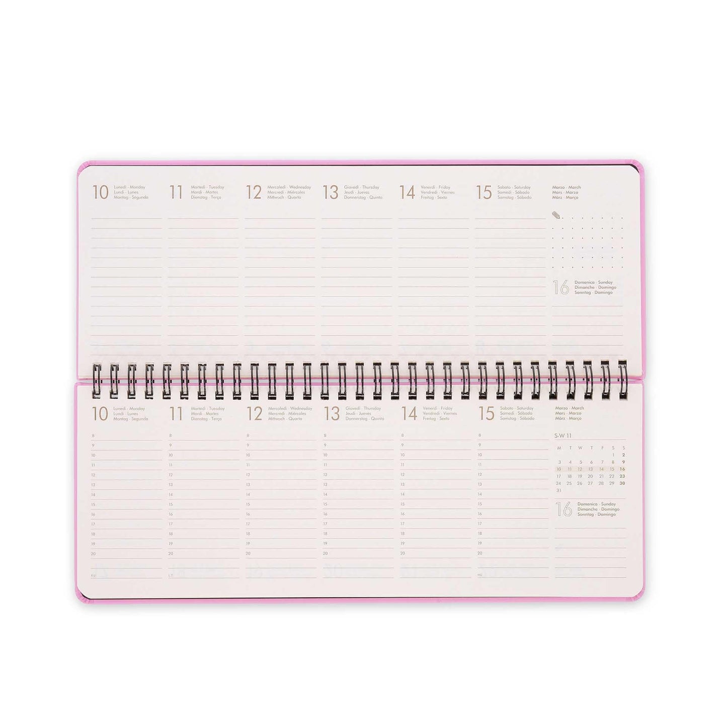 Legami - Planning da Scrivania 13 Mesi - Desk Planner da Gennaio 2025 a Gennaio 2026, Agenda da Tavolo Formato Orizzontale, Spiralata, Una Settimana per Pagina, Rubrica, 27.2 x 10.2, Bubblegum