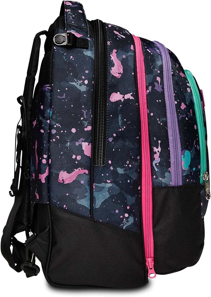 Seven S. p. a. Seven Trolley Scuola Sganciabile Jack 3 Ruote Detach, Viola, FLUO STRING GIRL, Triplo Uso, Zaino con Carrello Sganciabile, Maxi Capienza, Scuola & Tempo Libero, Bambine e Ragazze