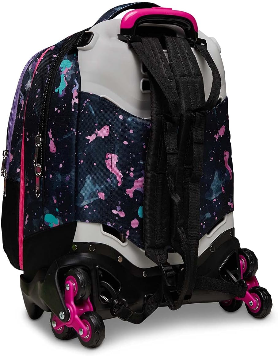Seven S. p. a. Seven Trolley Scuola Sganciabile Jack 3 Ruote Detach, Viola, FLUO STRING GIRL, Triplo Uso, Zaino con Carrello Sganciabile, Maxi Capienza, Scuola & Tempo Libero, Bambine e Ragazze