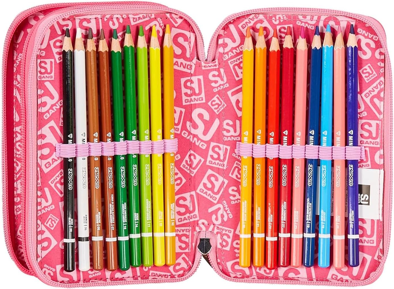 SJ Gang Astuccio Scuola 3 Zip, Rosa, UniBraid, Unicorno Portapenne Triplo Scomparto Completo Di Penne, Matite, Colori, Accessori Zaino, Elementari, Medie, Bambina