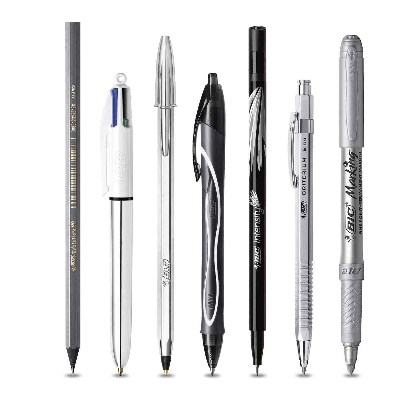 BIC Silver Set Scrittura, 1 Agenda, 2 Penne a Sfera e 1 a Gel, 1 Matita in Grafite HB, 1 Fineliner Intensity, 1 Pennarello Indelebile, 1 Portamine