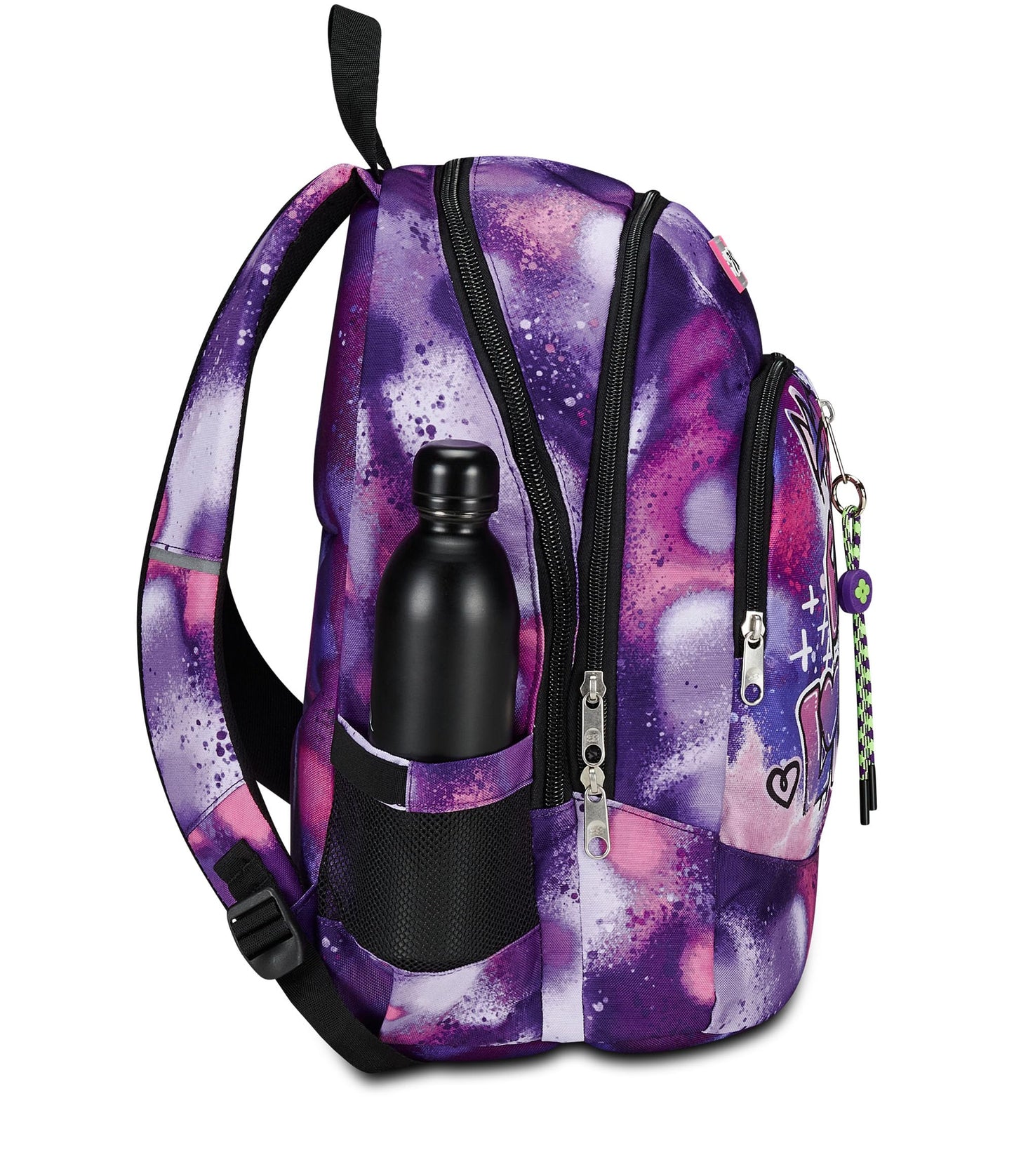 Seven Zaino Scuola Advanced, Viola, Bubble Street, Zaino Doppio Scomparto Con Supporto USB, Tasca Porta PC o Tablet, Tasca Porta Borraccia e Organizer, Zaino Scuole Medie e Superiori, Bambina Ragazza