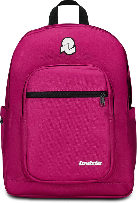 Invicta Zaino Scuola Jelek Plain, Fucsia, Zaino Doppio Scomparto Super Capiente Con Tasca Porta PC o Tablet, Tasca Porta Borraccia e Tasca Con Organizer, Medie, Superiori e Viaggio, Donna Ragazza