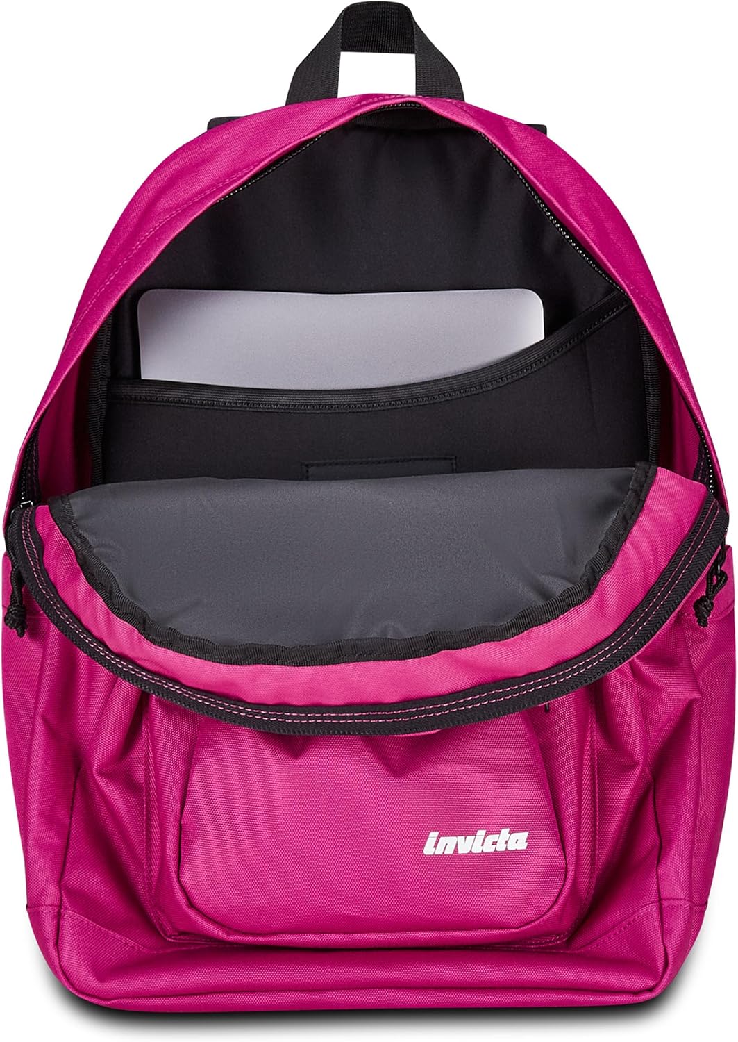 Invicta Zaino Scuola Jelek Plain, Fucsia, Zaino Doppio Scomparto Super Capiente Con Tasca Porta PC o Tablet, Tasca Porta Borraccia e Tasca Con Organizer, Medie, Superiori e Viaggio, Donna Ragazza