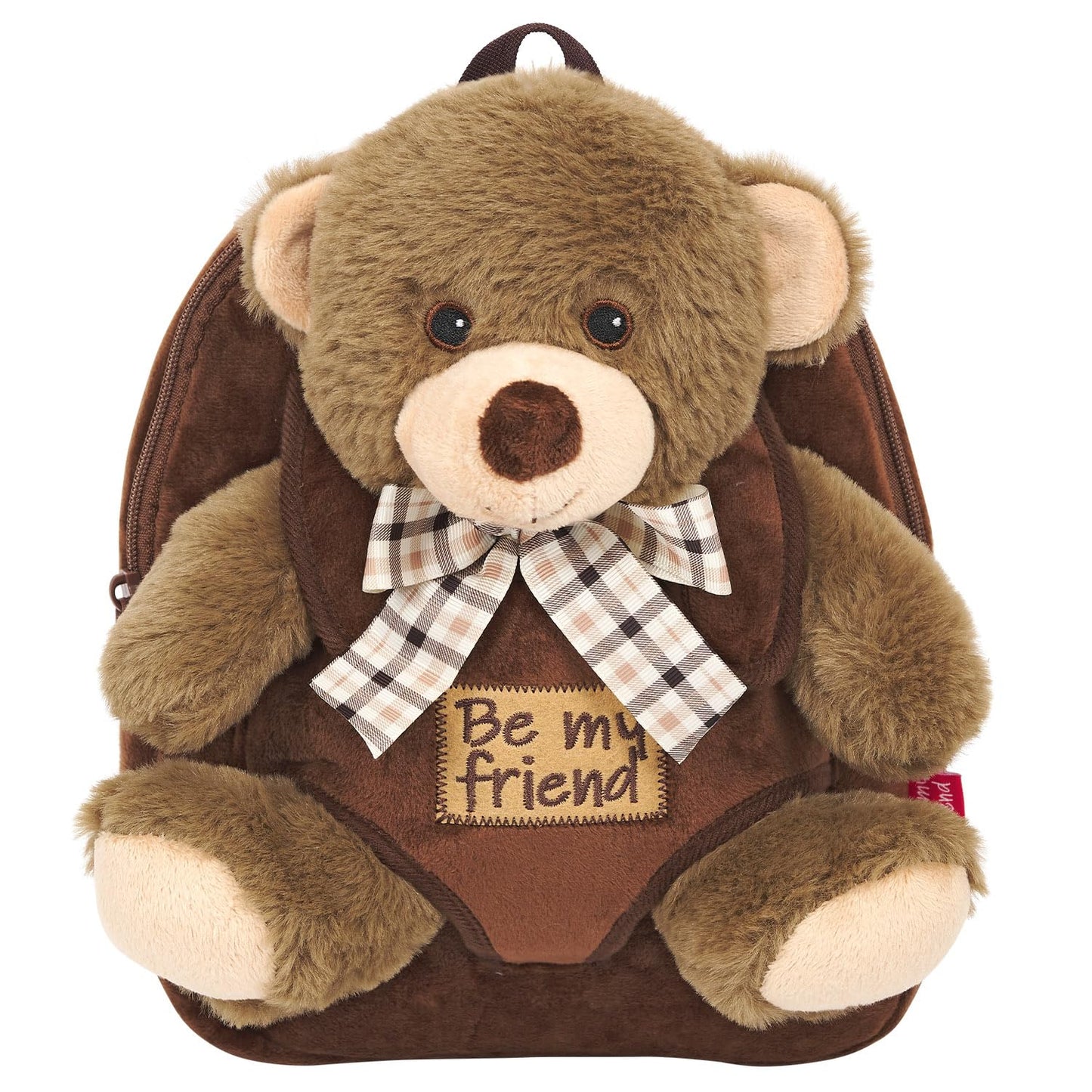 PERLETTI Zaino Bambina Bambino 3 4 5 Anni - Peluche Orso Marrone - Zainetto Borsa Bimbo Bimba per Scuola Asilo Viaggi - Cartella Scolastica Morbida - 21x27x9 cm (Orsetto Marrone con Fiocco)
