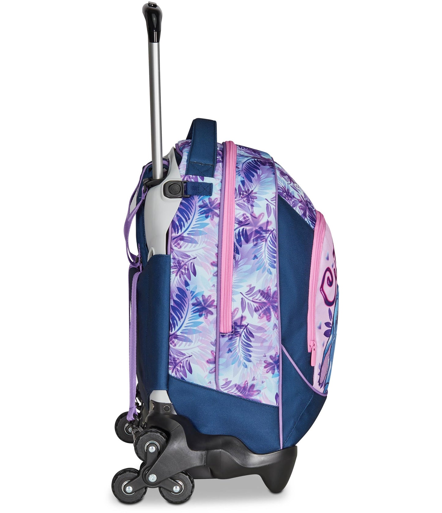 Seven Trolley Scuola Jack 3 Ruote,DISNEY - LILO & STITCH 2CUTE, Azzurro Rosa, 3 in 1, Triplo Uso, Zaino Con Carrello Sganciabile, Tasca Porta Borraccia - Zaino Scuola Bambina
