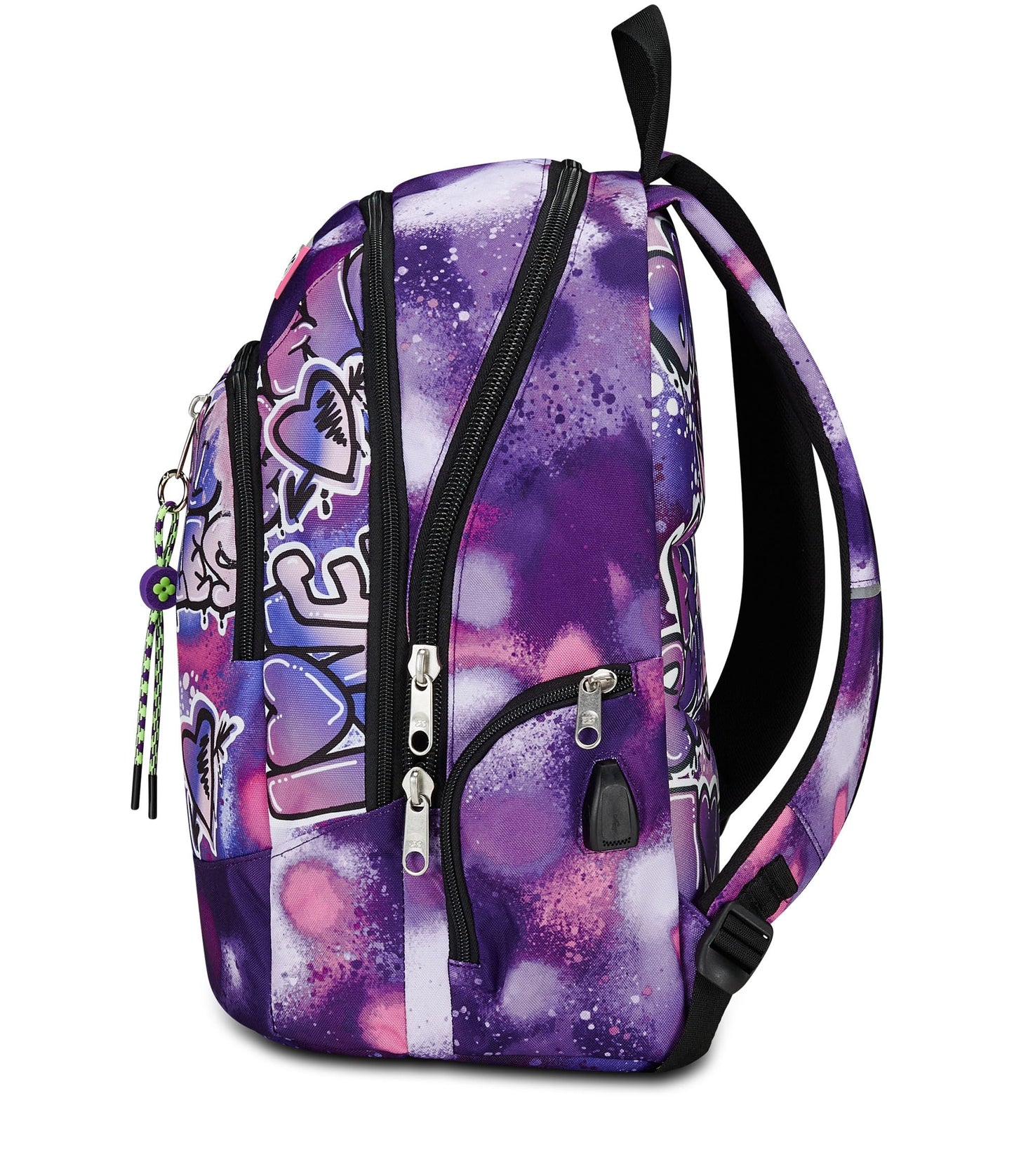 Seven Zaino Scuola Advanced, Viola, Bubble Street, Zaino Doppio Scomparto Con Supporto USB, Tasca Porta PC o Tablet, Tasca Porta Borraccia e Organizer, Zaino Scuole Medie e Superiori, Bambina Ragazza