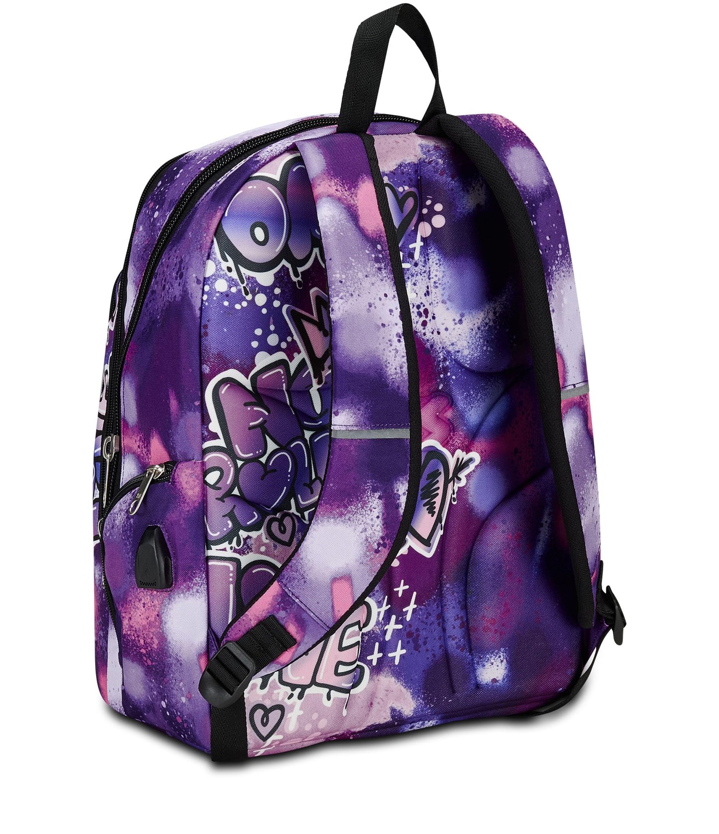 Seven Zaino Scuola Advanced, Viola, Bubble Street, Zaino Doppio Scomparto Con Supporto USB, Tasca Porta PC o Tablet, Tasca Porta Borraccia e Organizer, Zaino Scuole Medie e Superiori, Bambina Ragazza