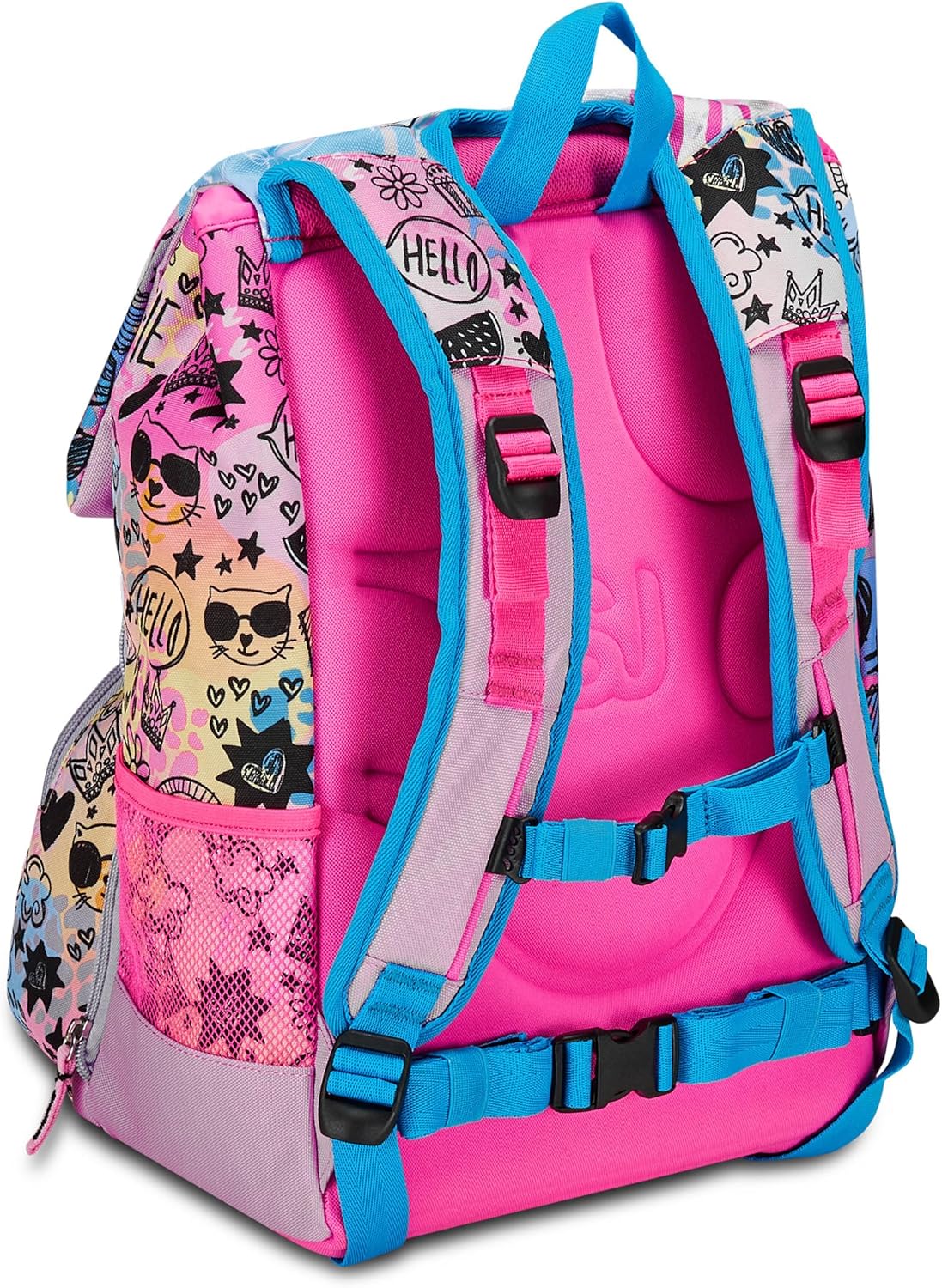 SJ Gang Zaino Scuola Estensibile, Rosa, ColorJam, Zaino Doppio Scomparto Estensibile Tramite Zip Laterali, Tasca Porta Borraccia, Zaino Scuola Elementare, Zaino Bambina