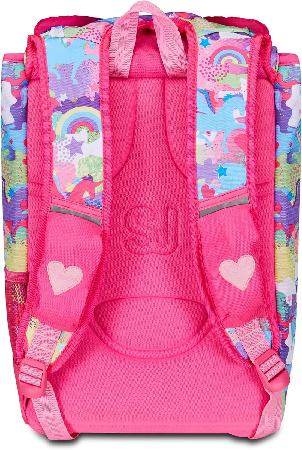 SJ Gang Zaino Scuola Estensibile, Rosa, Unibraid, Zaino Doppio Scomparto Estensibile Tramite Zip Laterali, Tasca Porta Borraccia, Scuole Elementari e Medie, Bambina Ragazza