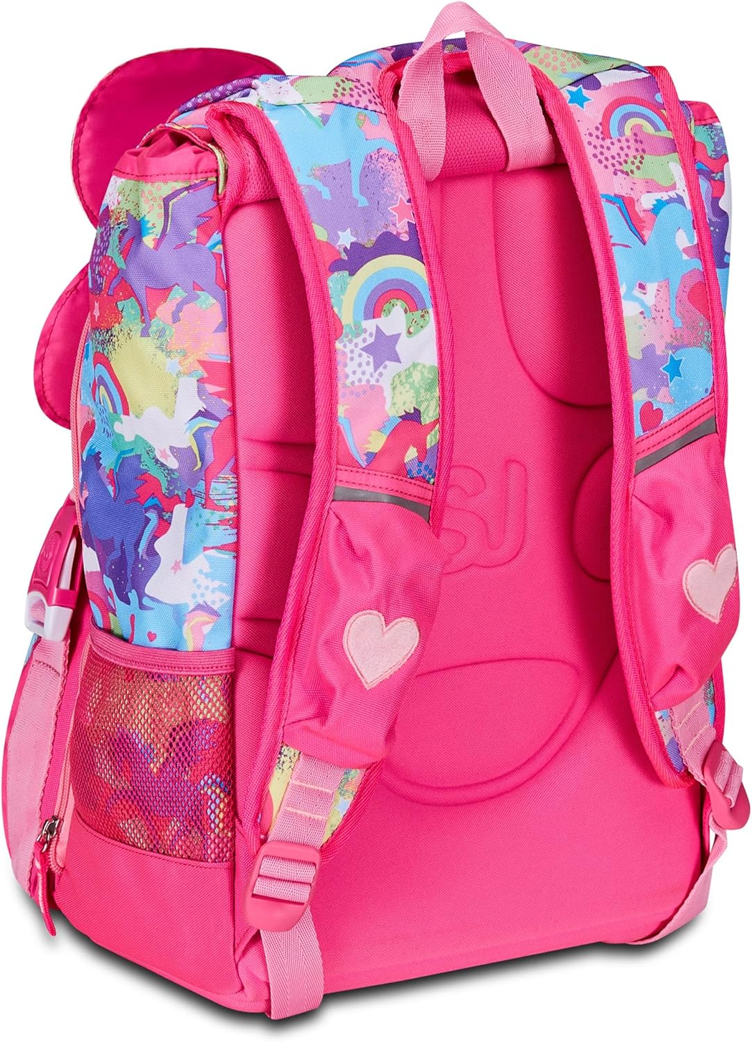 SJ Gang Zaino Scuola Estensibile, Rosa, Unibraid, Zaino Doppio Scomparto Estensibile Tramite Zip Laterali, Tasca Porta Borraccia, Scuole Elementari e Medie, Bambina Ragazza