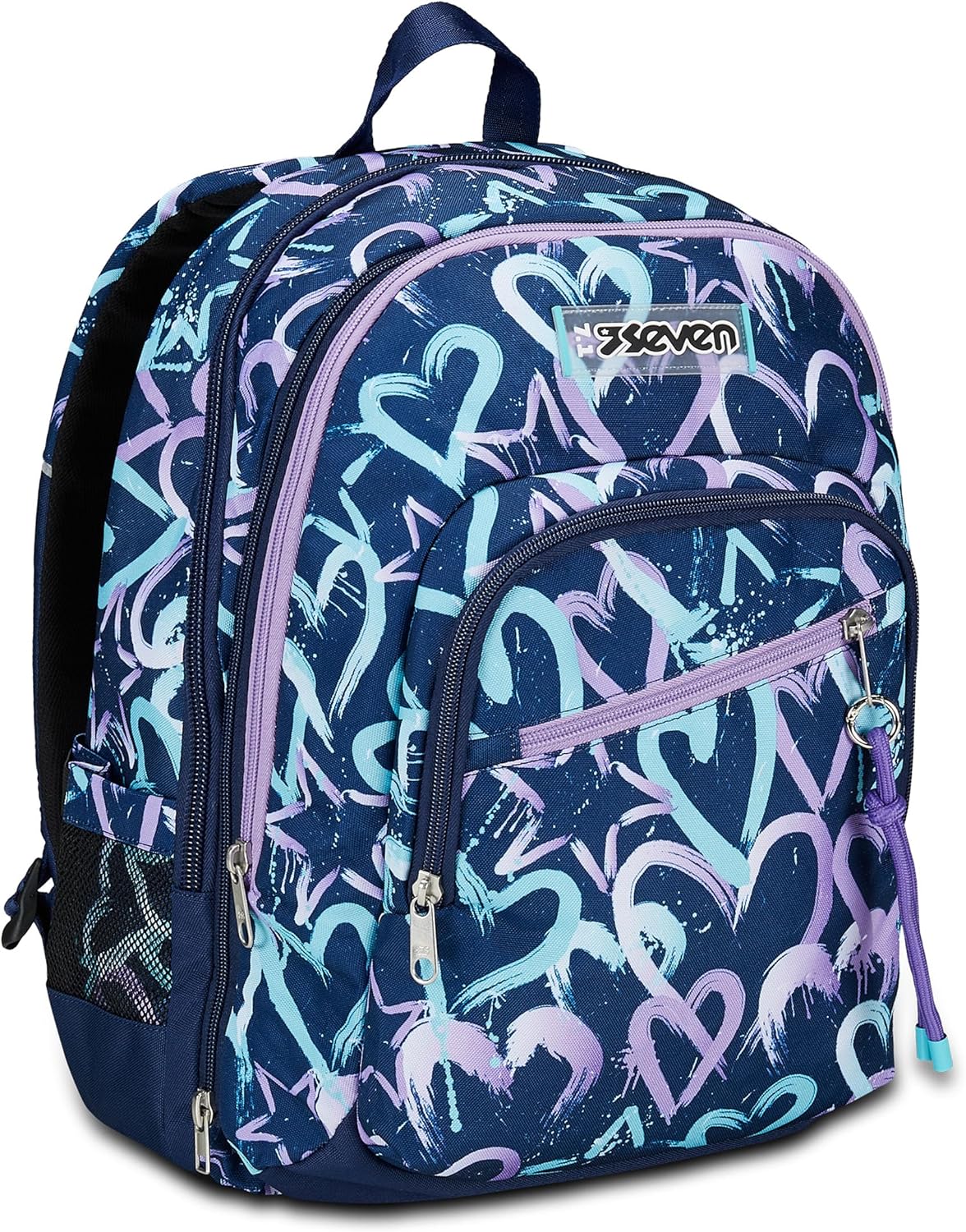 Seven Zaino Scuola Adavanced Detach, Viola Blu, Crystal Purple, Doppio Scomparto Con Tasca Staccabile Uso Zainetto, Tasca Porta PC, Tasca Porta Borraccia, Zaino Medie e Superiori, Bambina Ragazza