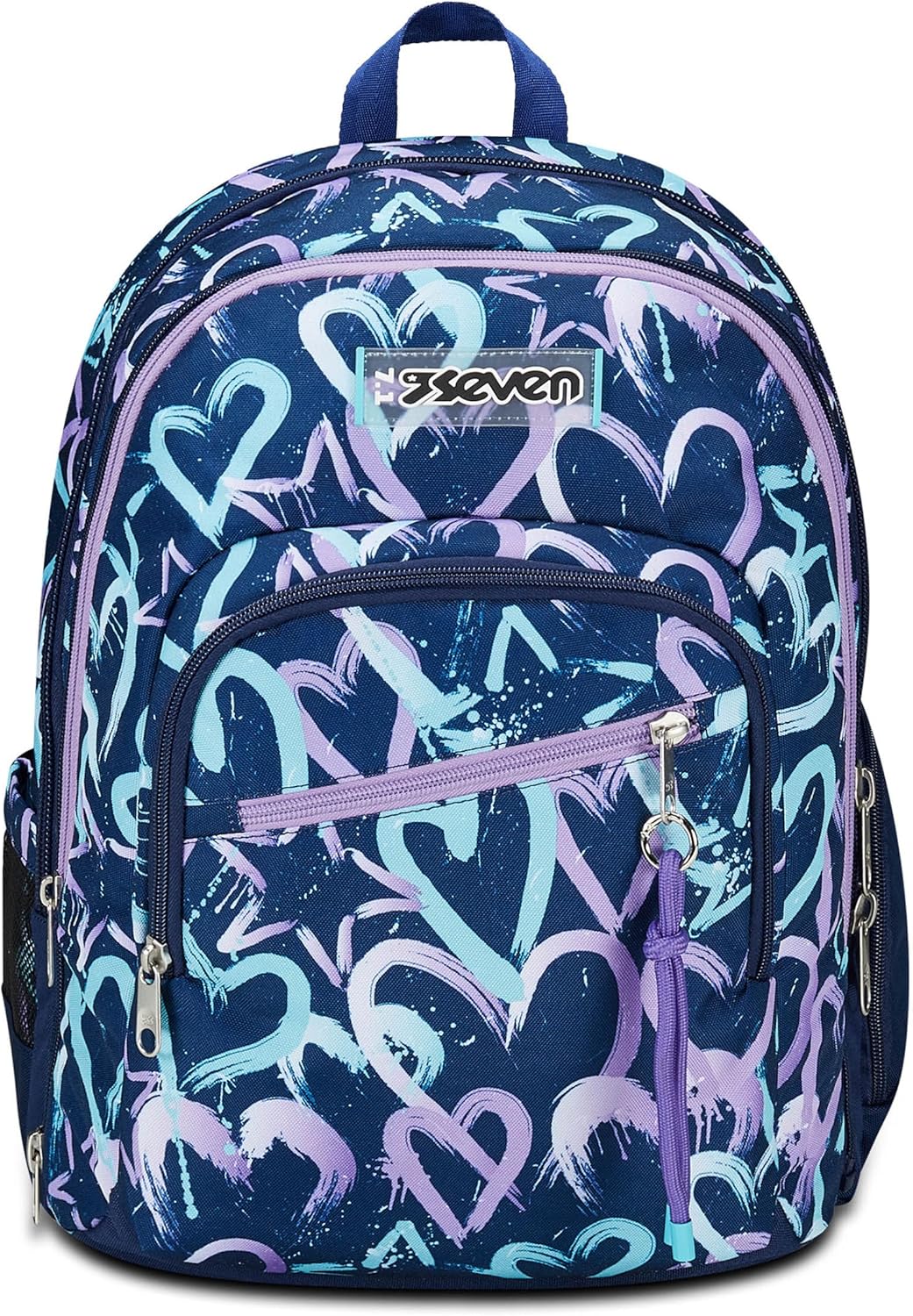 Seven Zaino Scuola Adavanced Detach, Viola Blu, Crystal Purple, Doppio Scomparto Con Tasca Staccabile Uso Zainetto, Tasca Porta PC, Tasca Porta Borraccia, Zaino Medie e Superiori, Bambina Ragazza