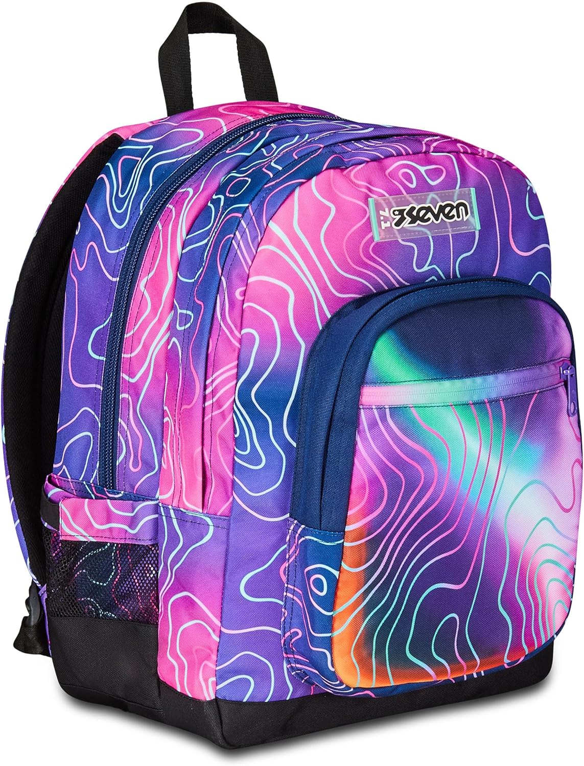 Seven Zaino Scuola Freethink, Rosa, Mapset Girl, Zaino Doppio Scomparto, Tasca Porta PC o Tablet e Tasca Porta Borraccia, Zaino Medie e Superiori, Bambina Ragazza