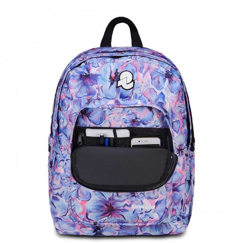 ZAINO invicta JELEK backpack FANTASY scuola FIORI light flowers VIOLA vol 38 litri GRS