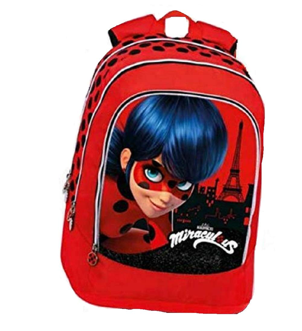 Zaino Scuola Miraculous Ladybug Rotondo Organizzato 41x31x13 cm