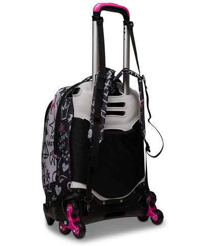 Seven S. p. a. Seven Trolley Scuola Sganciabile Jack 3 Ruote, Grigio, Zipper Glamy, Triplo Uso, Zaino con Carrello Sganciabile, Maxi Capienza, Scuola & Tempo Libero, Bambine e Ragazze