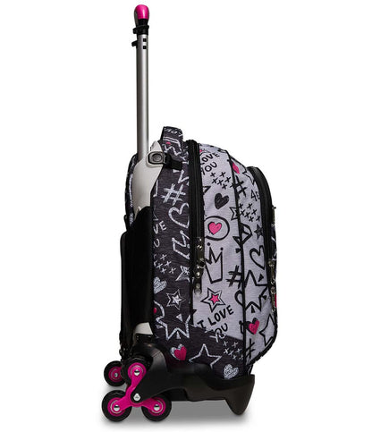 Seven S. p. a. Seven Trolley Scuola Sganciabile Jack 3 Ruote, Grigio, Zipper Glamy, Triplo Uso, Zaino con Carrello Sganciabile, Maxi Capienza, Scuola & Tempo Libero, Bambine e Ragazze