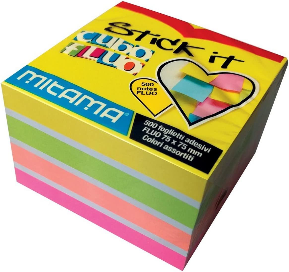 Mitama Stick It – Fogli removibili 75x75mm 500 foglietti adesivi colori assortiti