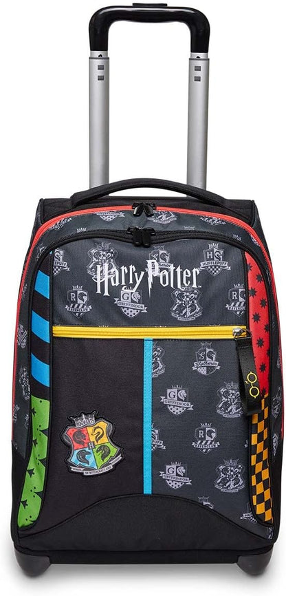 Big Trolley HARRY POTTER MAGICAL CREATURES, nero, 2 Zaini in 1 con Crossover System, Scuola & Tempo Libero