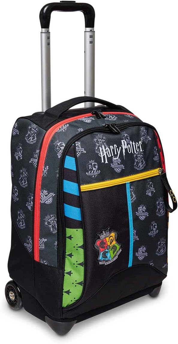 Big Trolley HARRY POTTER MAGICAL CREATURES, nero, 2 Zaini in 1 con Crossover System, Scuola & Tempo Libero