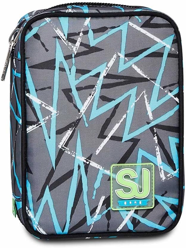 SJ GANG STYLE JAM GANG Astuccio Scuola, SPEED PAD, THUNDERCHECK, Portapenne Monozip Totalmente Accessoriato, Plance Amovibili, Tessuto 100%