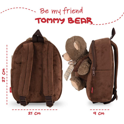 PERLETTI Zaino Bambina Bambino 3 4 5 Anni - Peluche Orso Marrone - Zainetto Borsa Bimbo Bimba per Scuola Asilo Viaggi - Cartella Scolastica Morbida - 21x27x9 cm (Orsetto Marrone con Fiocco)