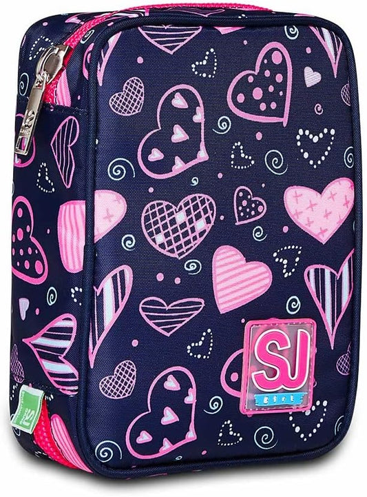 SJ GANG STYLE JAM GANG Astuccio Scuola, SPEED PAD, HARTLY MIX, Portapenne Monozip Totalmente Accessoriato, Plance Amovibili, Tessuto 100%