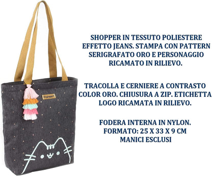 Pusheen Purrfect Borsa di tela GRIGIO ANTRACITE/ORO