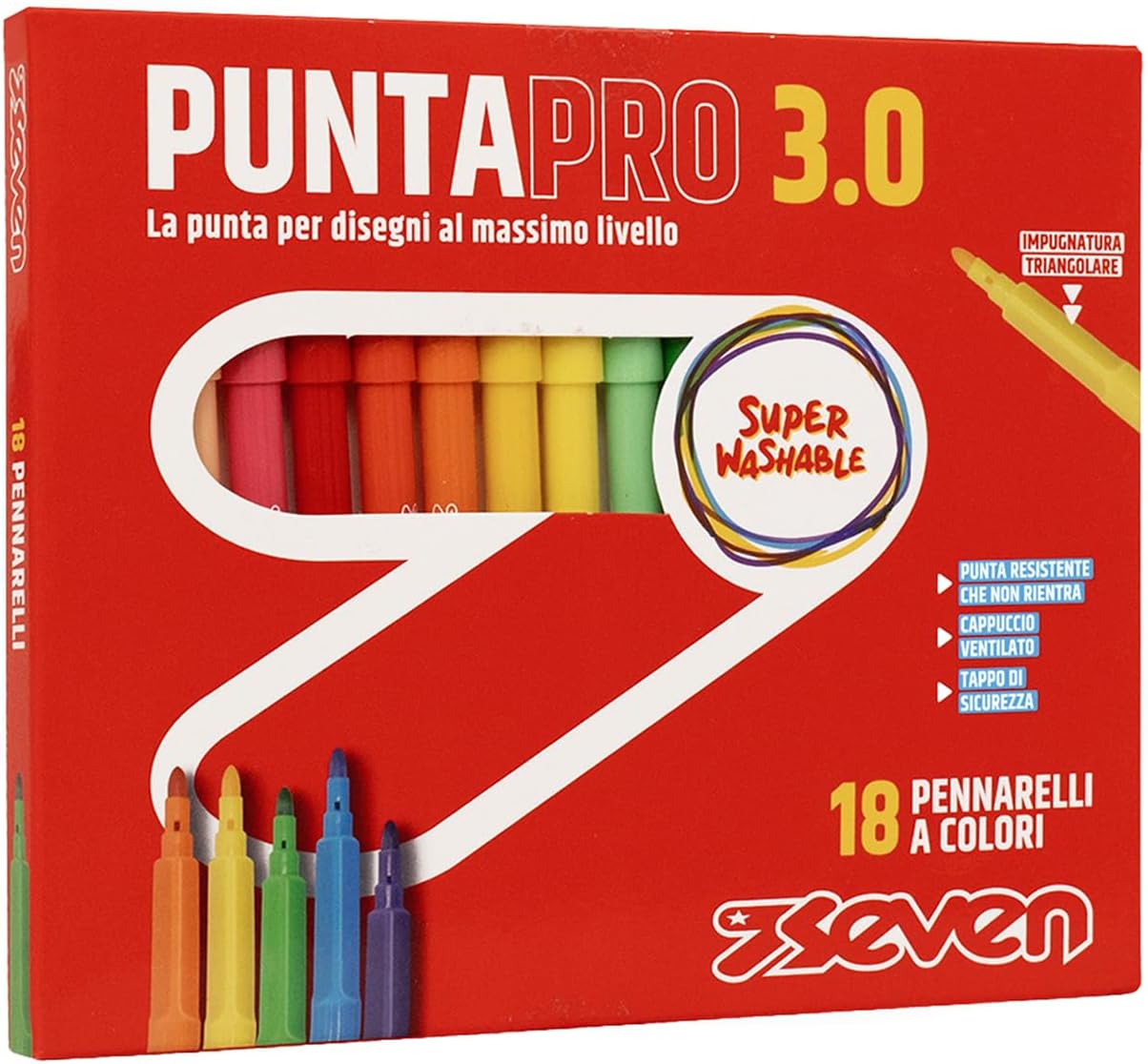 SEVEN Pennarelli Puntapro 3.0 - Scatola da 18 Pz