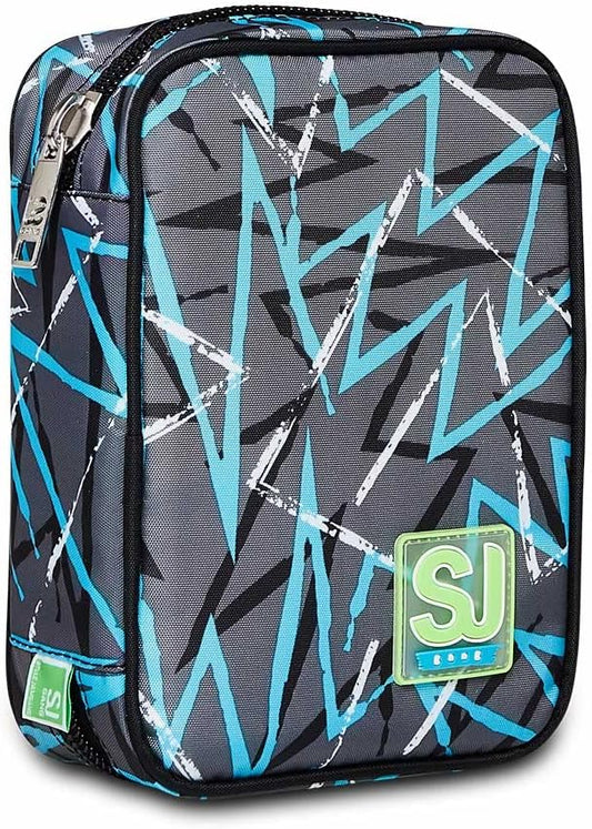 SJ GANG STYLE JAM GANG Astuccio Scuola, SPEED PAD, THUNDERCHECK, Portapenne Monozip Totalmente Accessoriato, Plance Amovibili, Tessuto 100%