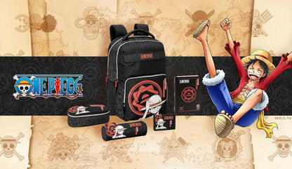 COMIX ANIME, Zaino One Piece, Scuola Porta Pc Unisex per Bambini e Ragazzi con Spallacci Regolabili, Due Scomparti per Tablet e Notebook con Chiusura ZIP, Retro e Fondo Termoformati