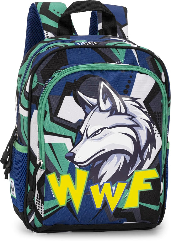 Franco Cosimo Panini WWF - Mini Zaino Ufficiale WWF, con Vano Principale e Tasca Frontale con Chisura a Zip, Spallacci, Regolabili e Imbottiti, Retro e Fondo Imbottiti, 23 x 30H x 10 cm, Blu