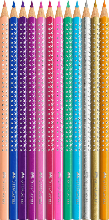 faber-castell 201737 - Matite colorate Sparkle, 12 pezzi, astuccio in metallo