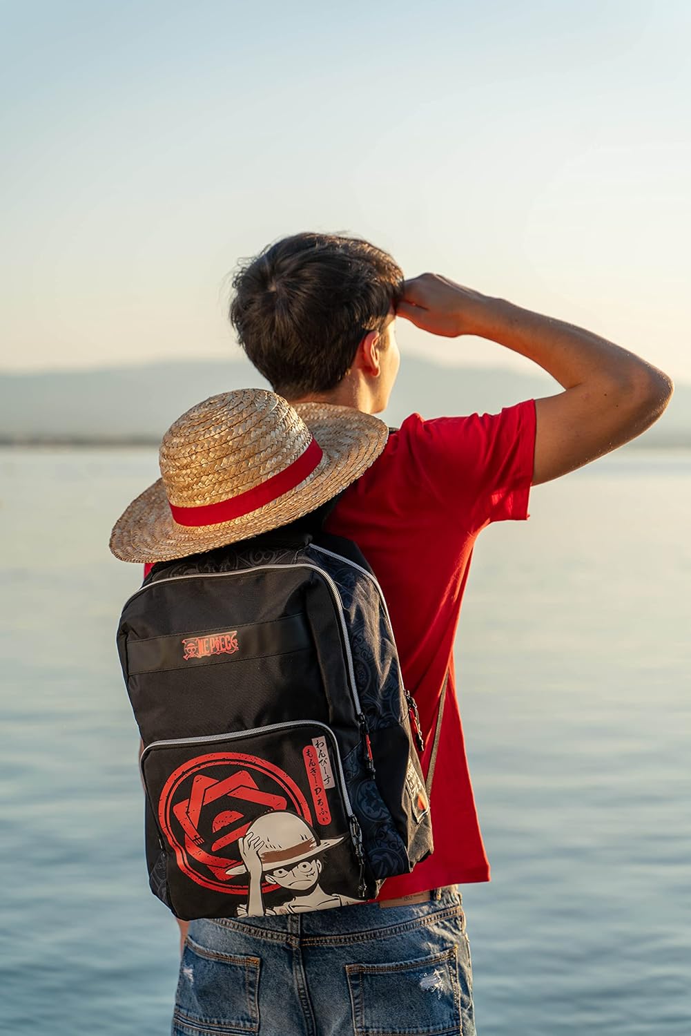 COMIX ANIME, Zaino One Piece, Scuola Porta Pc Unisex per Bambini e Ragazzi con Spallacci Regolabili, Due Scomparti per Tablet e Notebook con Chiusura ZIP, Retro e Fondo Termoformati