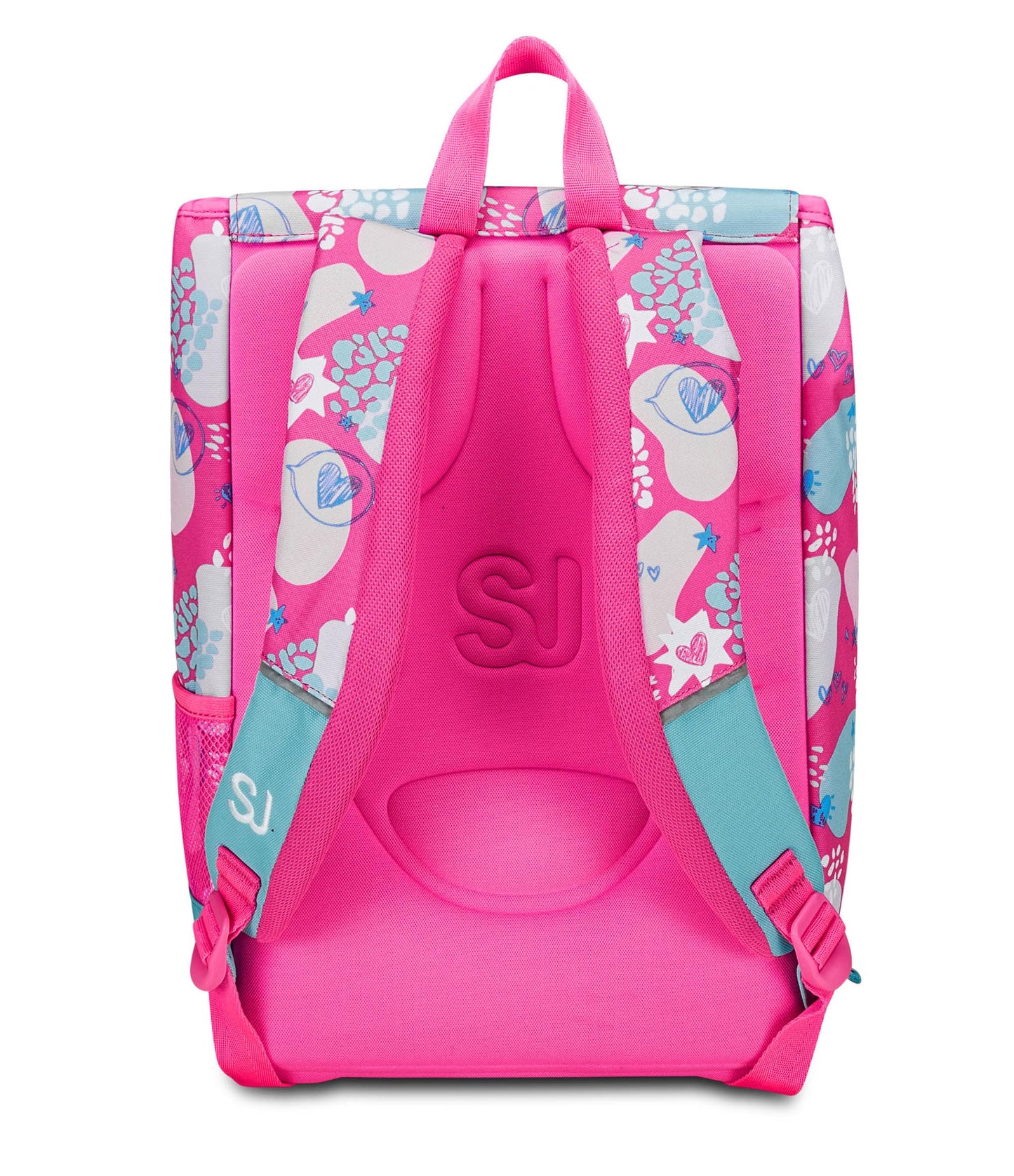 SJ Gang Zaino Scuola Estensibile, Rosa, PinkFur, Zaino Doppio Scomparto Estensibile Tramite Zip Laterali, Tasca Porta Borraccia, Zaino Scuola Elementare, Zaino Bambina