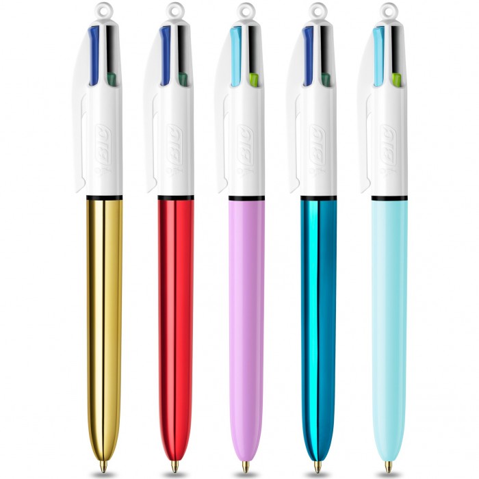 METAL BOX 5 PENNE SFERA 4 COLOURS MEDIUM BIC