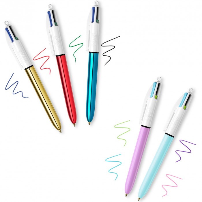 METAL BOX 5 PENNE SFERA 4 COLOURS MEDIUM BIC